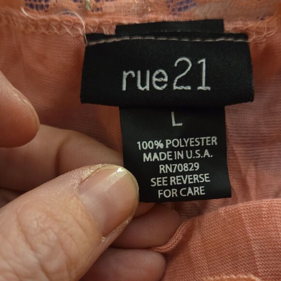 rue21 Peach Lace Chemise Sleeveless Adjustable Strap Large Y2K Camisole Coral - Picture 2 of 9